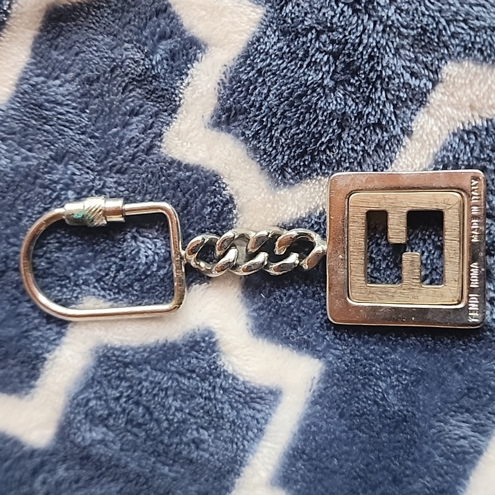 Fendi Monogram Gold Silver Logo Keychain Bag Charm - Picture 3 of 4